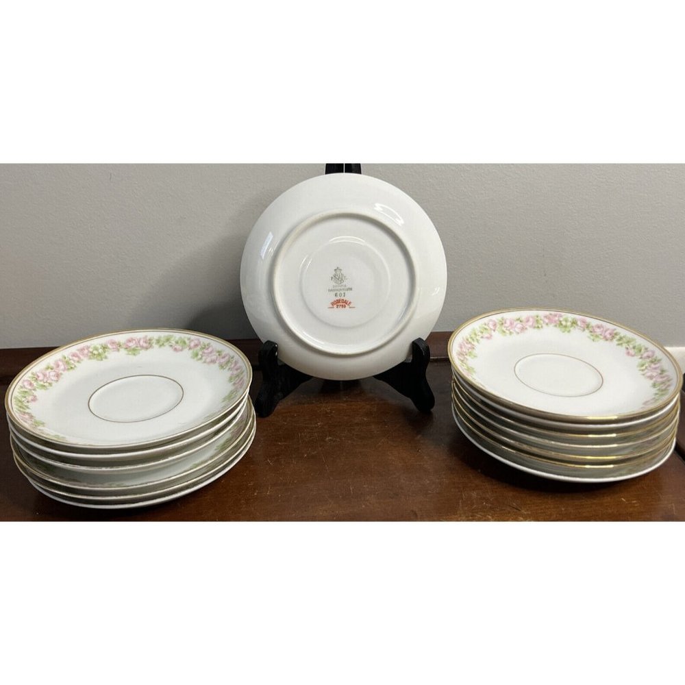 14 Vintage Bavarian Tirschenreuth Floral 601 - 2853 Pattern Saucers